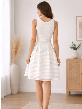 Maje Fit & Flare Midi Dress Ivory Size L Sleeveless